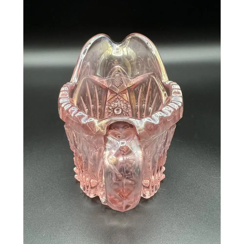 Imperial Glass by Lenox Hand Crafted Pink Iridescent Glass Creamer 3.5” Vintage